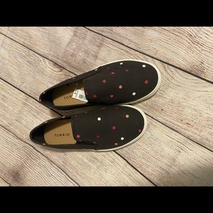 Torrid Black Polka Dot Canvas Slip-On Sneakers